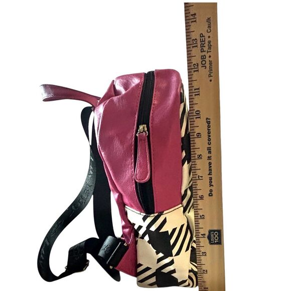 Betsey Johnson Backpack Plaid Black White Pink Adjustable Straps - Picture 7 of 11